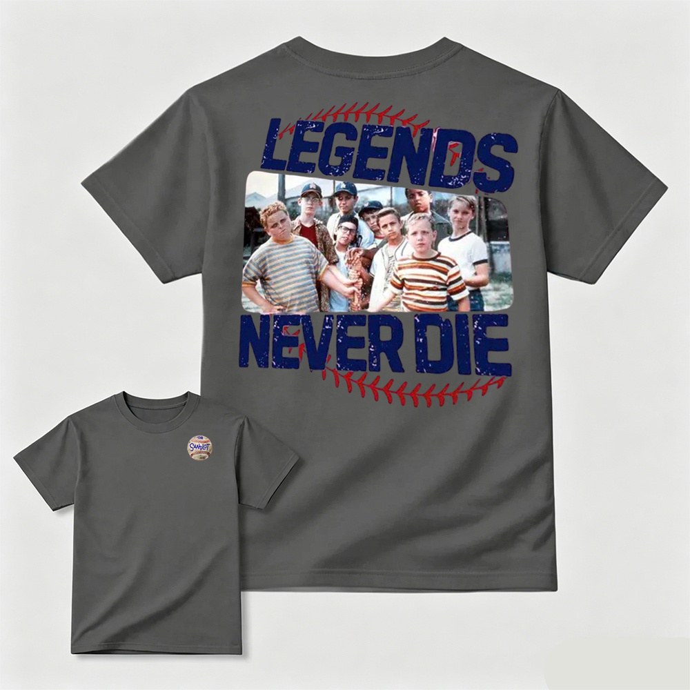 1990s Sandlot Legends Never Die Squad T-Shirt, The Sandlot Homage Vintage Graphic Tee, Funny Retro Baseball Movie Shirt, Legends Never Die TShirt, Summer Outfits, Gift For Her T-Shirt