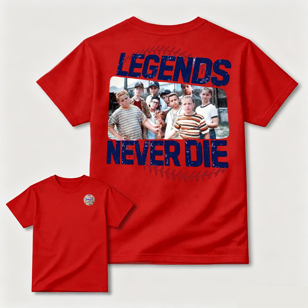 1990s Sandlot Legends Never Die Squad T-Shirt, The Sandlot Homage Vintage Graphic Tee, Funny Retro Baseball Movie Shirt, Legends Never Die TShirt, Summer Outfits, Gift For Her T-Shirt