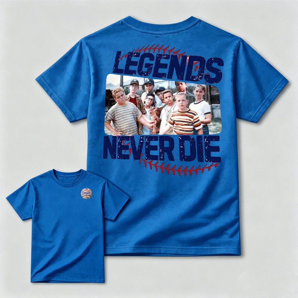 1990s Sandlot Legends Never Die Squad T-Shirt, The Sandlot Homage Vintage Graphic Tee, Funny Retro Baseball Movie Shirt, Legends Never Die TShirt, Summer Outfits, Gift For Her T-Shirt