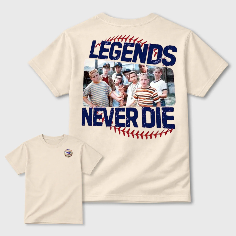 1990s Sandlot Legends Never Die Squad T-Shirt, The Sandlot Homage Vintage Graphic Tee, Funny Retro Baseball Movie Shirt, Legends Never Die TShirt, Summer Outfits, Gift For Her T-Shirt