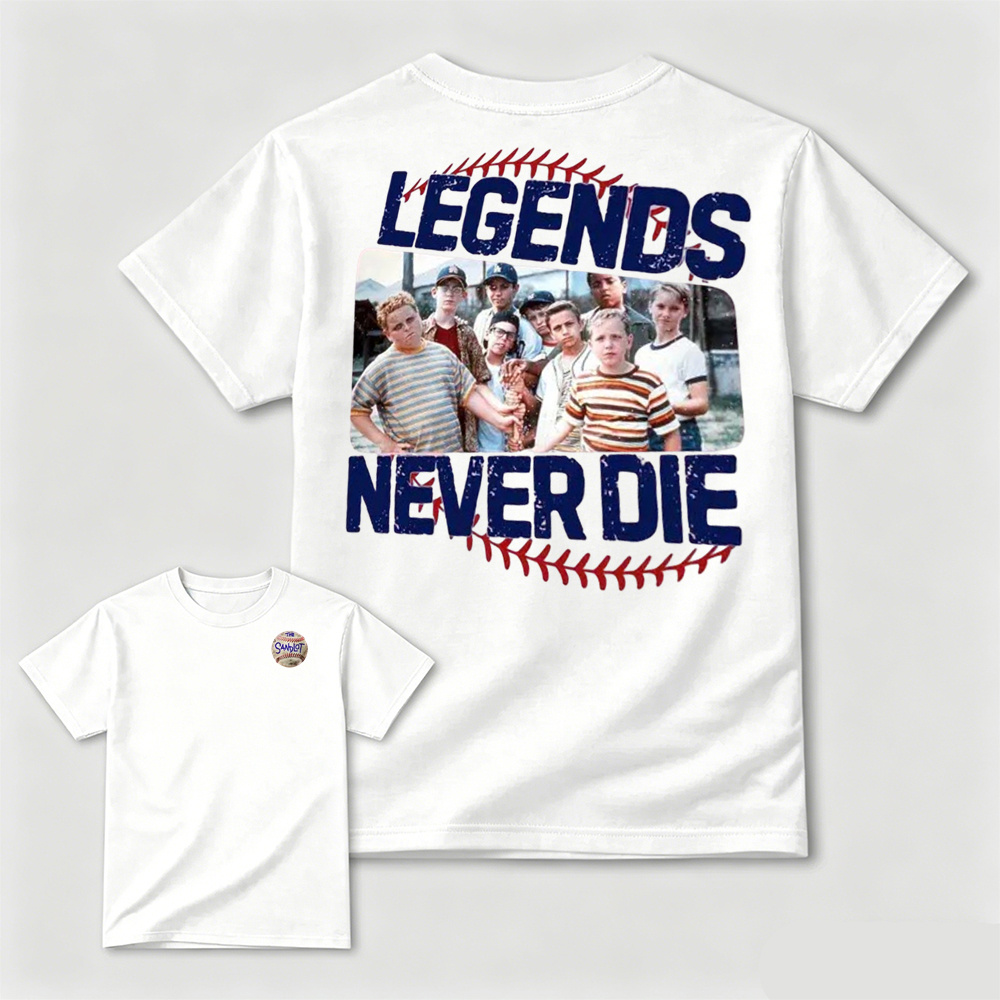 1990s Sandlot Legends Never Die Squad T-Shirt, The Sandlot Homage Vintage Graphic Tee, Funny Retro Baseball Movie Shirt, Legends Never Die TShirt, Summer Outfits, Gift For Her T-Shirt