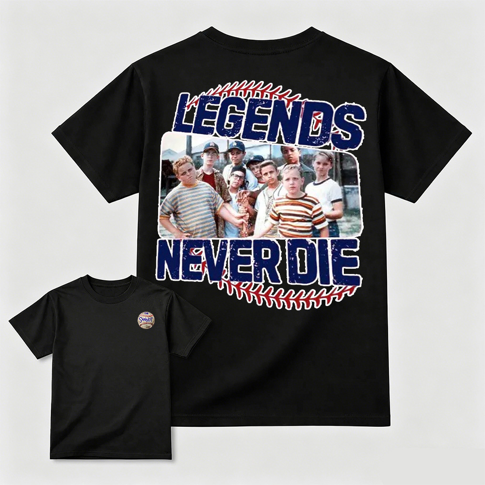 1990s Sandlot Legends Never Die Squad T-Shirt, The Sandlot Homage Vintage Graphic Tee, Funny Retro Baseball Movie Shirt, Legends Never Die TShirt, Summer Outfits, Gift For Her T-Shirt
