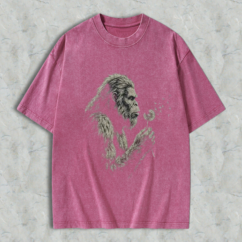 Comfort Colors Bigfoot Dandelion T-Shirt, Vintage Sasquatch Nature Tee, Woodland Cryptid Graphic T-Shirt Washed Shirt 