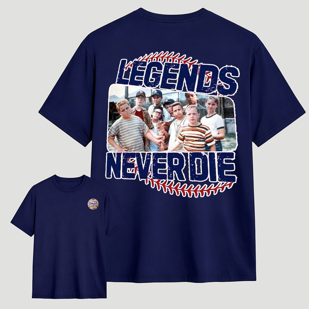 1990s Sandlot Legends Never Die Squad T-Shirt, The Sandlot Homage Vintage Graphic Tee, Funny Retro Baseball Movie Shirt, Legends Never Die TShirt, Summer Outfits, Gift For Her T-Shirt
