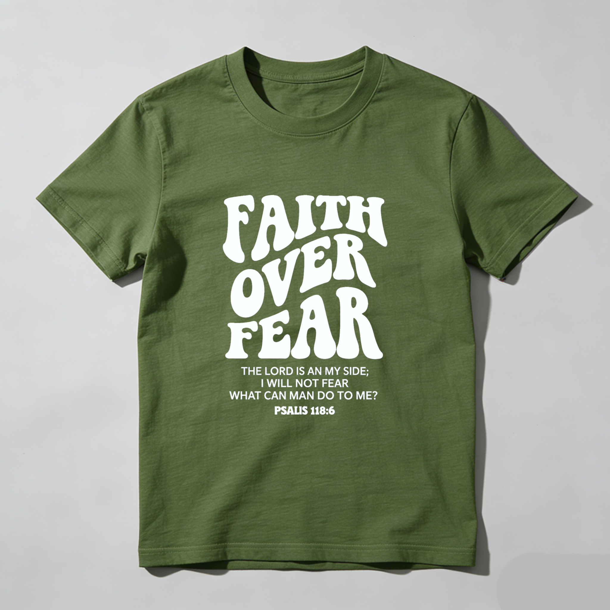 TEECURENT Faith Over Fear Bible Verse T-Shirt Psalms 118 6 Christian Inspiration Motivational Quote Men Women Apparel Black Shirt WOMEN