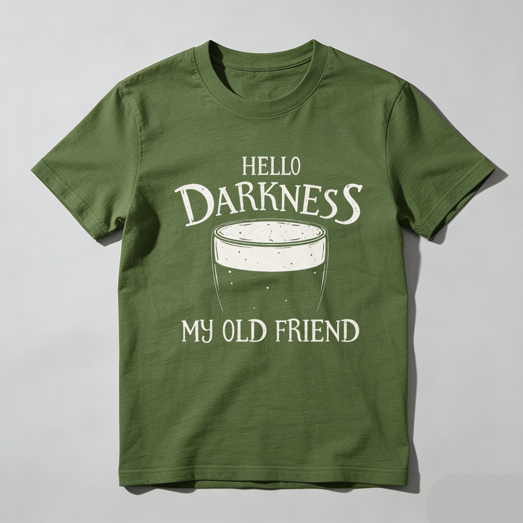 TEECURENTHello Darkness My Old Friend Beer Glass T-Shirt Black Men Women Casual Graphic Tee Shirt Unisex Top Fun Drink Themed Apparel-TeeCurent