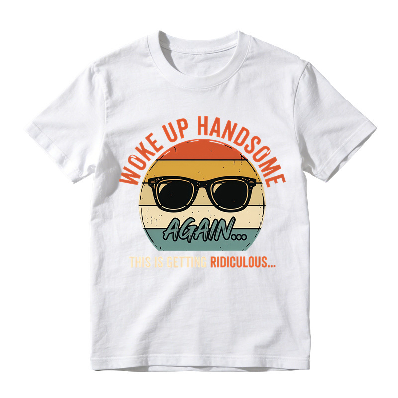 Woke Up Handsome Again This Is Getting Ridiculous Retro Sunset Sunglasses Graphic Tee