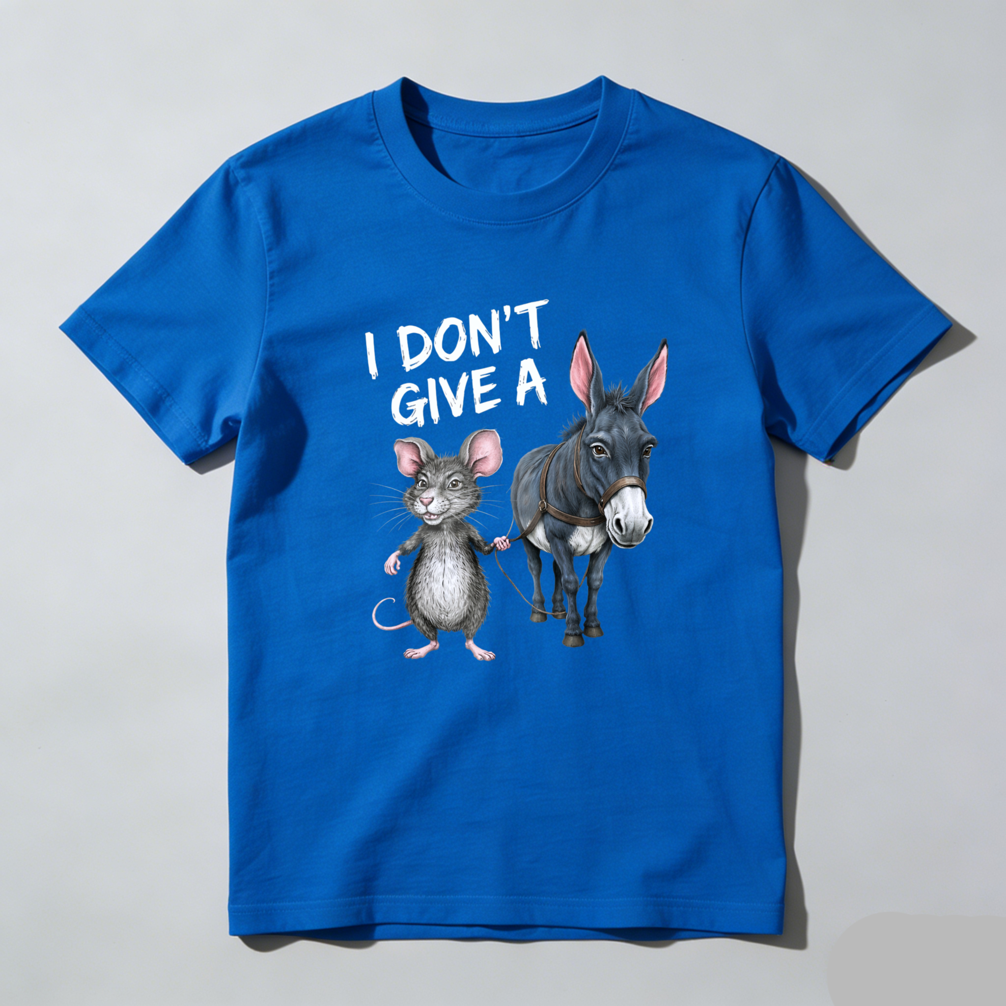 TEECURENT I Dont Give A Mouse And Donkey Funny T-Shirt Humor Animal Design Casual Wear-TeeCurent