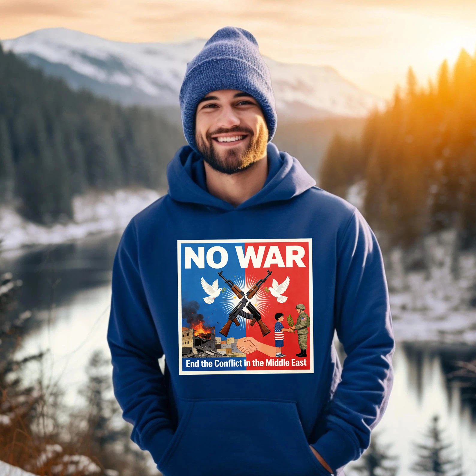 TEECURENT No War End The Conflict In The Middle East Peace Protest Hoodie For Men And Women Anti War Statement Sweatshirt With Graphic Design