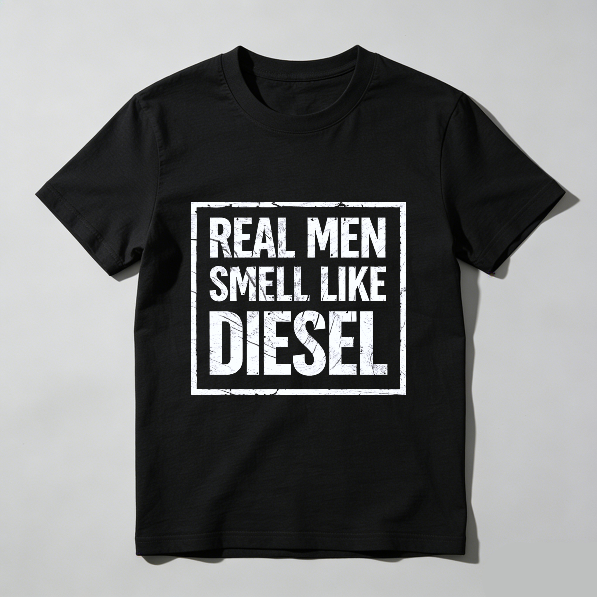 Real Men Smell Like Diesel T-Shirt For Men Black Casual Graphic Tee Shirt With Bold Statement Design