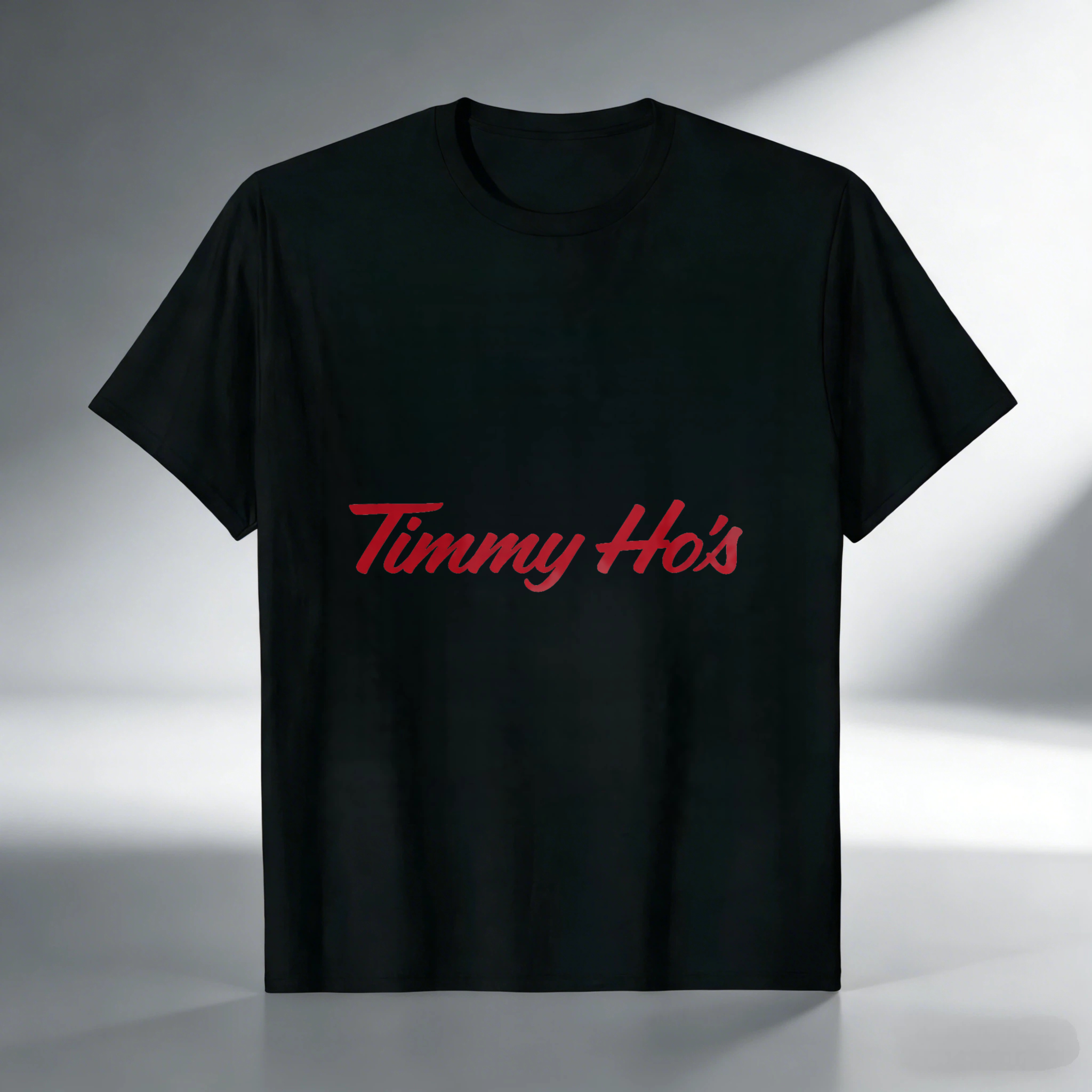 TEECURENT Timmy Hos Black T Shirt With Red Logo Design Casual Wear For Men And Women