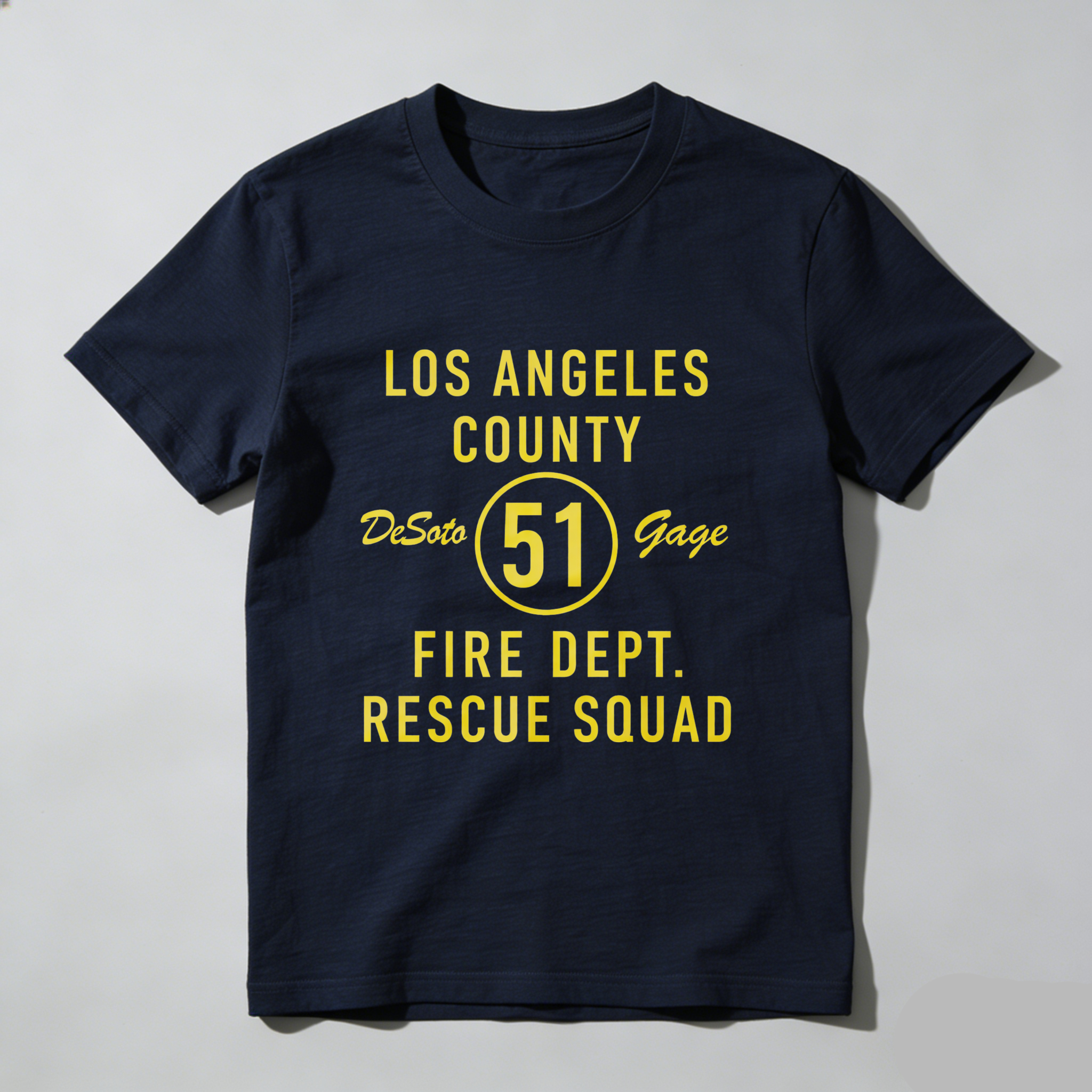 TEECURENT Los Angeles County Fire Department Rescue Squad 51 De Soto Gage T Shirt