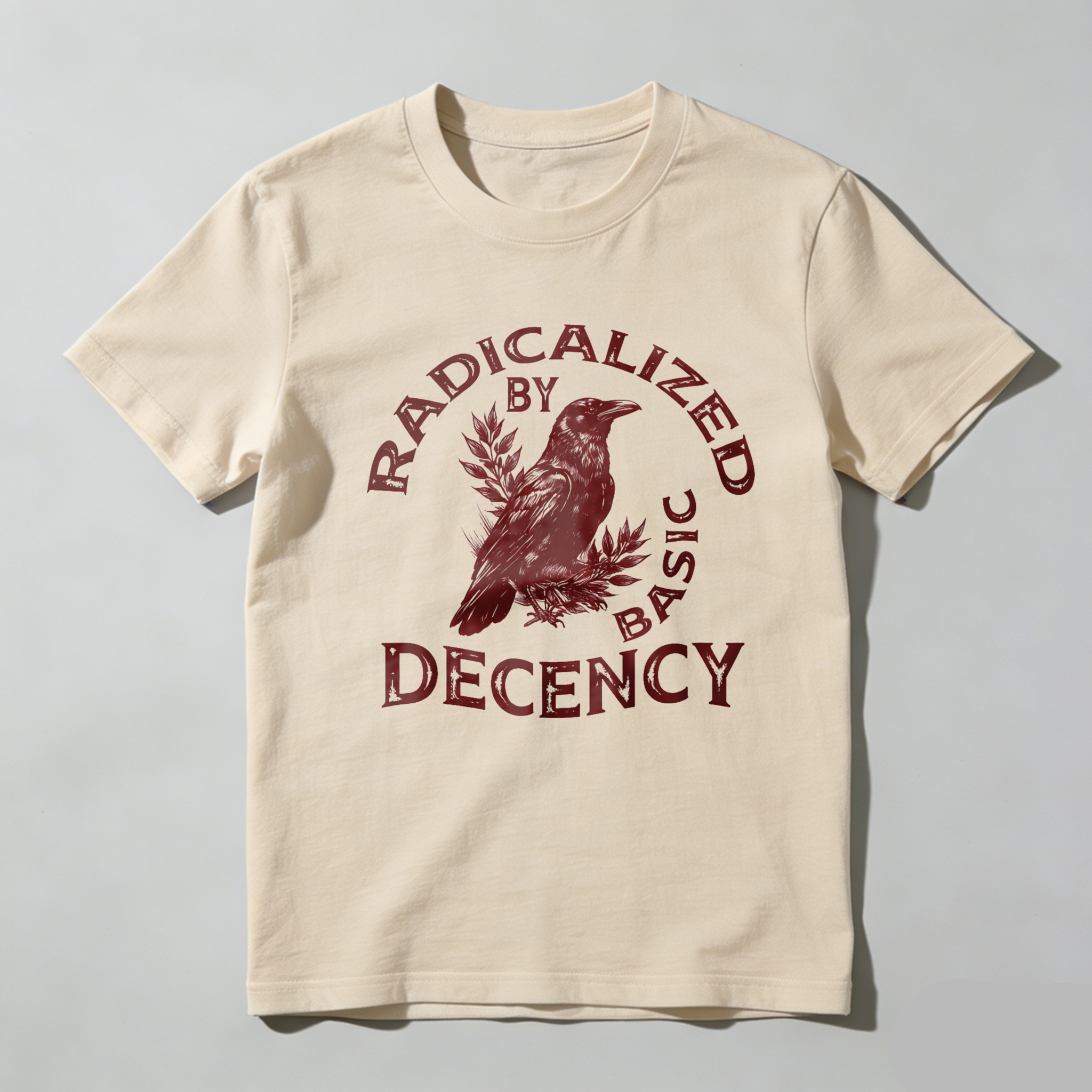 TEECURENTRadicalized By Basic Decency T Shirt Black Red Bird Graphic Men Women Unisex Fashion Statement Tee-TeeCurent
