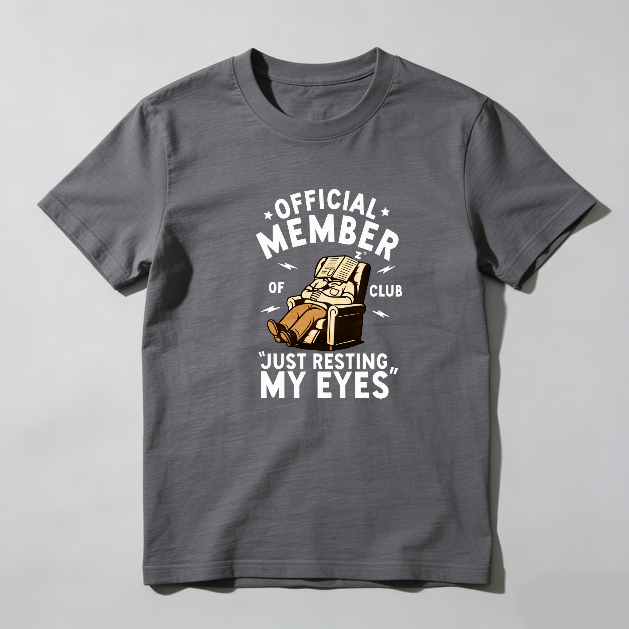TEECURENT Official Member Just Resting My Eyes Club Pure Cotton Short Sleeve T-Shirt-TeeCurent