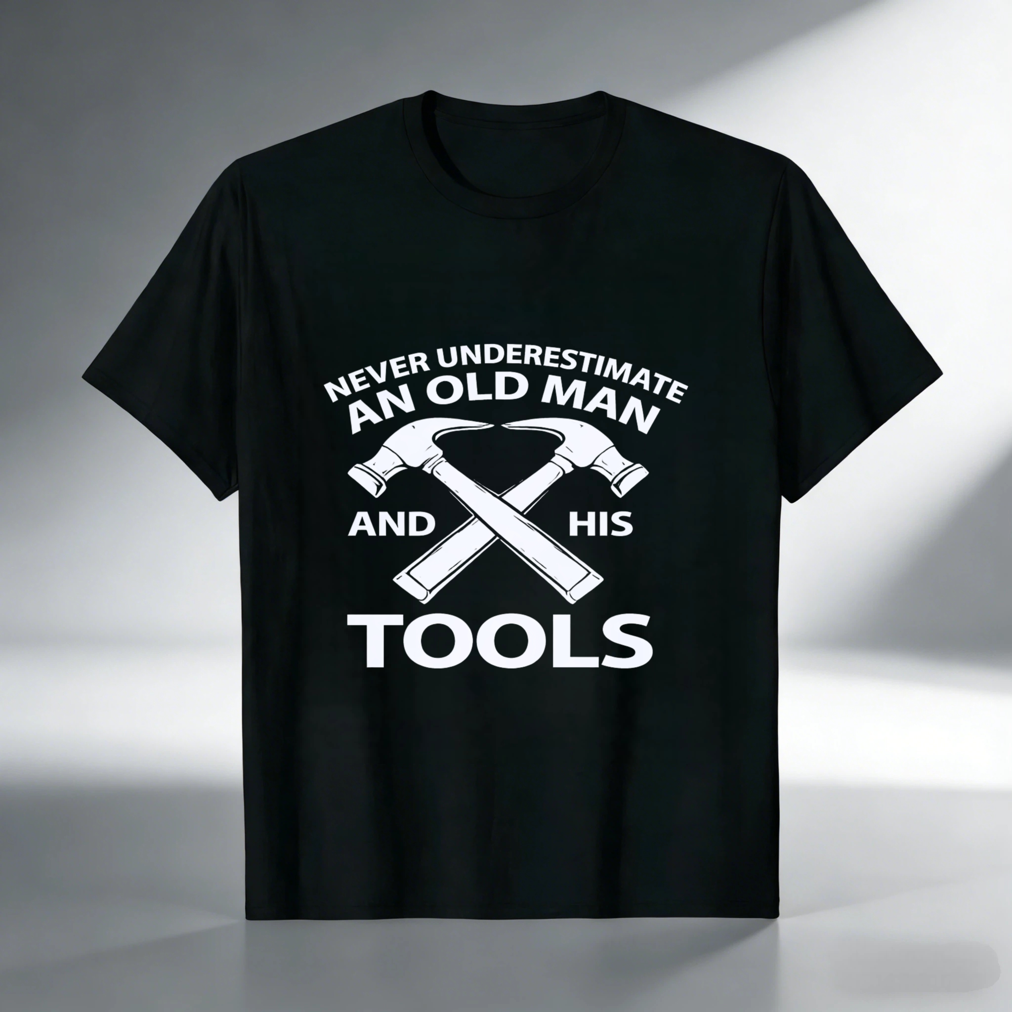 Never Underestimate An Old Man And His Tools T Shirt For Men Construction Worker Gift Humor Statement Shirt