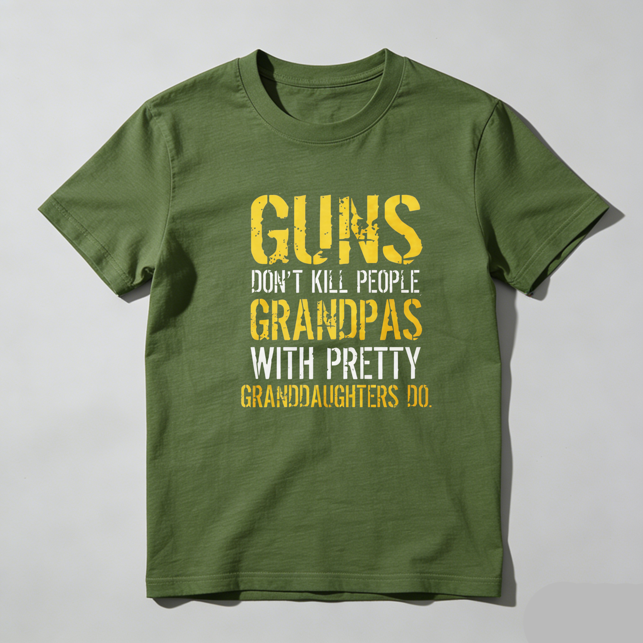 TEECURENT Guns Dont Kill People Grandpas With Pretty Granddaughters Do Pure Cotton Short Sleeve T Shirt-TeeCurent
