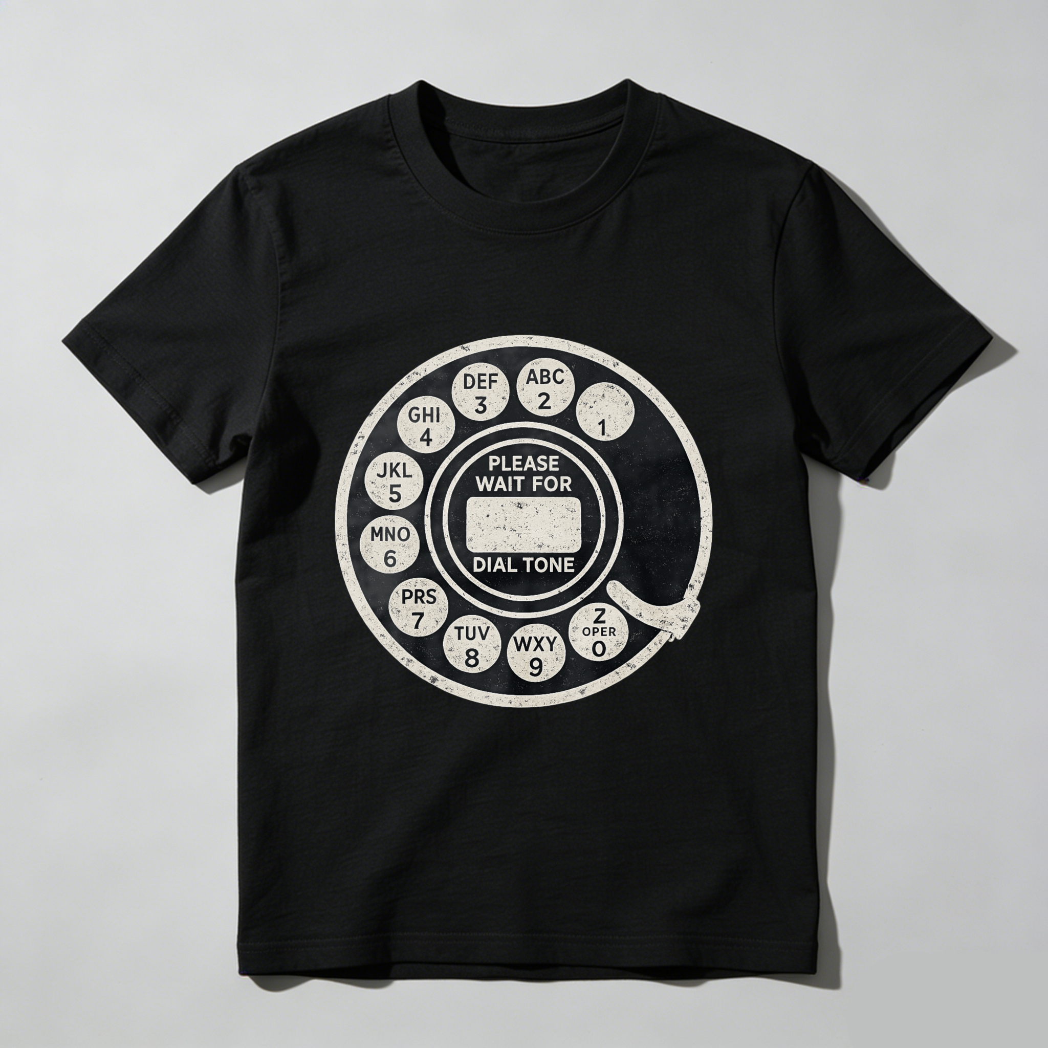 Retro Rotary Phone Dial Tone T-Shirt Made In Usa Vintage Telephone Design Black Cotton Shirt
