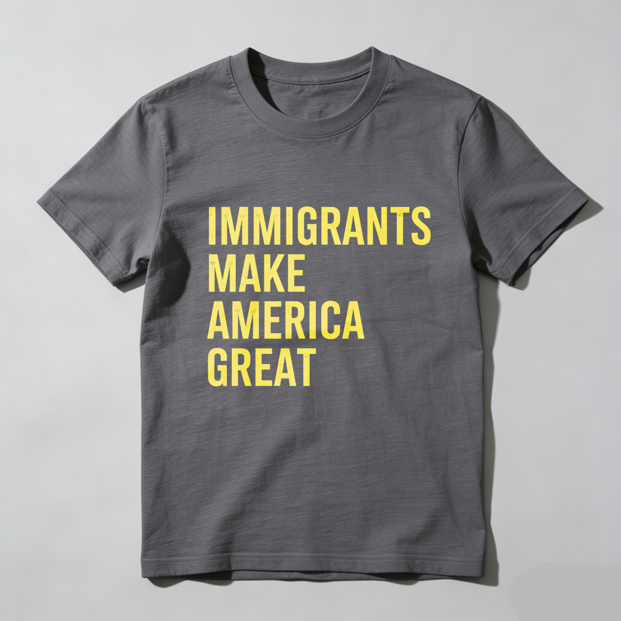TEECURENTImmigrants Make America Great T Shirt Black Yellow Text Pro Immigrant Pride Statement Apparel-TeeCurent