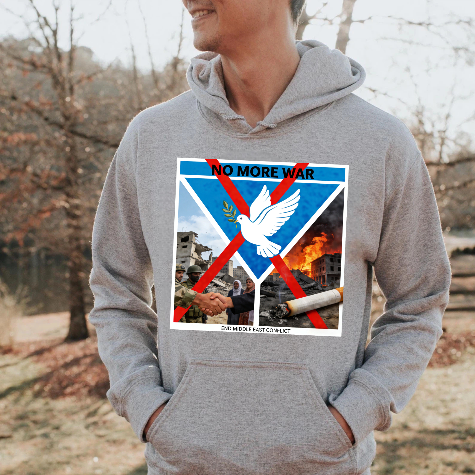 TEECURENT No More War End Middle East Conflict Peace Dove Hoodie For Peace Activists And Anti War Supporters