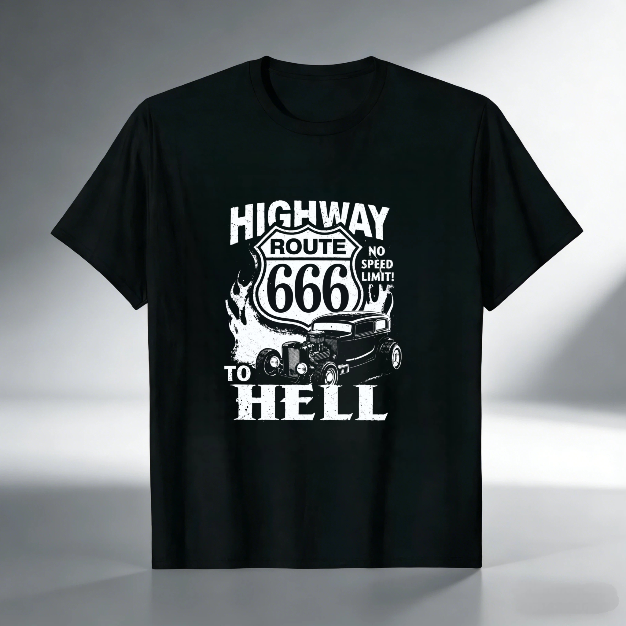 Highway Route 666 No Speed Limit To Hell Classic Car T Shirt