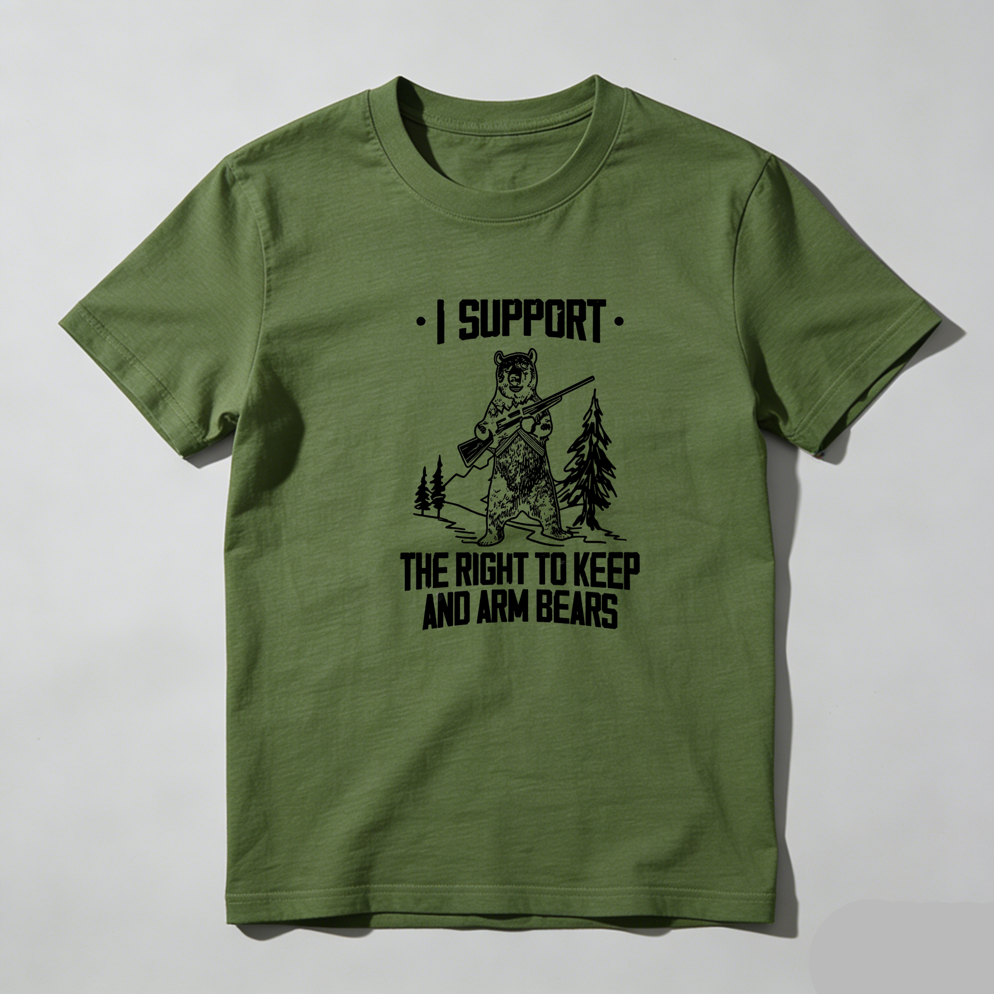 TEECURENT I Support The Right To Keep And Arm Bears Pure Cotton Short Sleeve T Shirt-TeeCurent