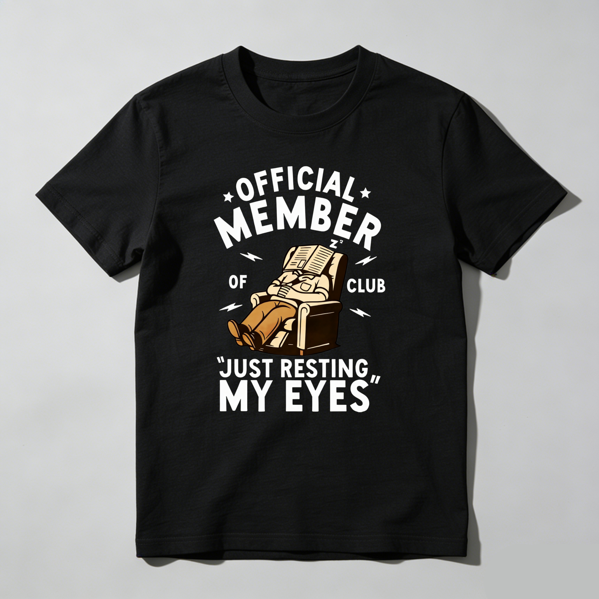 TEECURENT Official Member Just Resting My Eyes Club Pure Cotton Short Sleeve T-Shirt-TeeCurent