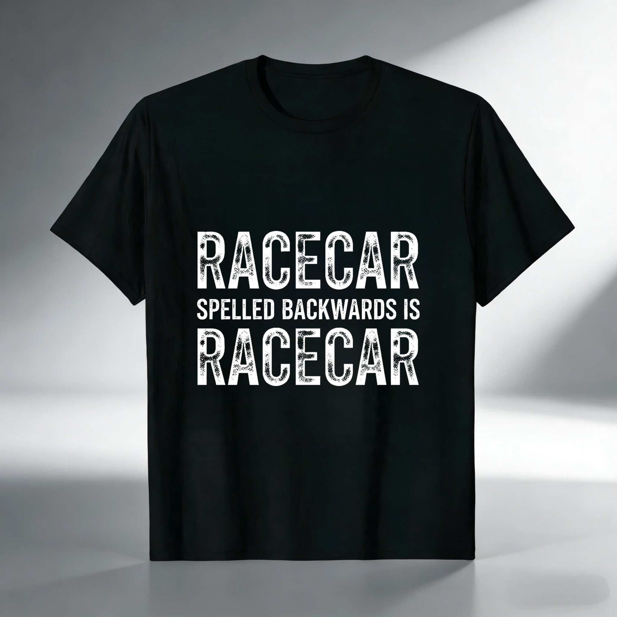 Racecar Spelled Backwards Is Racecar T Shirt Funny Palindrome Car Racing Gift For Men Women Black Cotton Tee