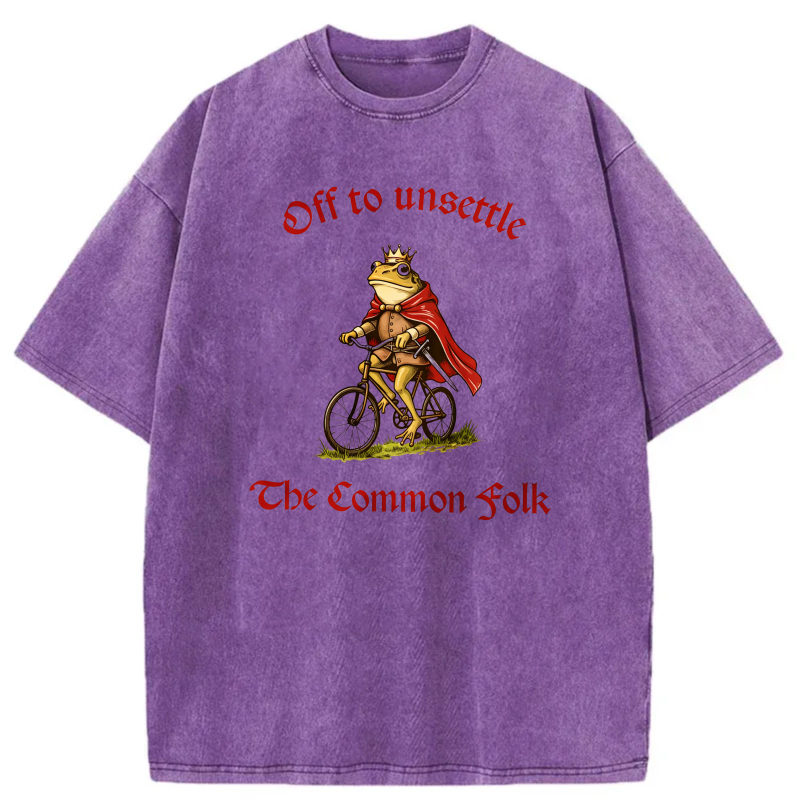 Frog King On Bicycle With Cape And Crown tshirt 100% cotton