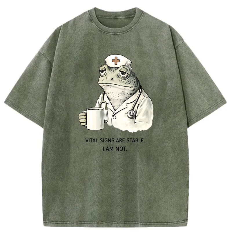 Frog Nurse Holding Mug With Text tshirt 100% cotton