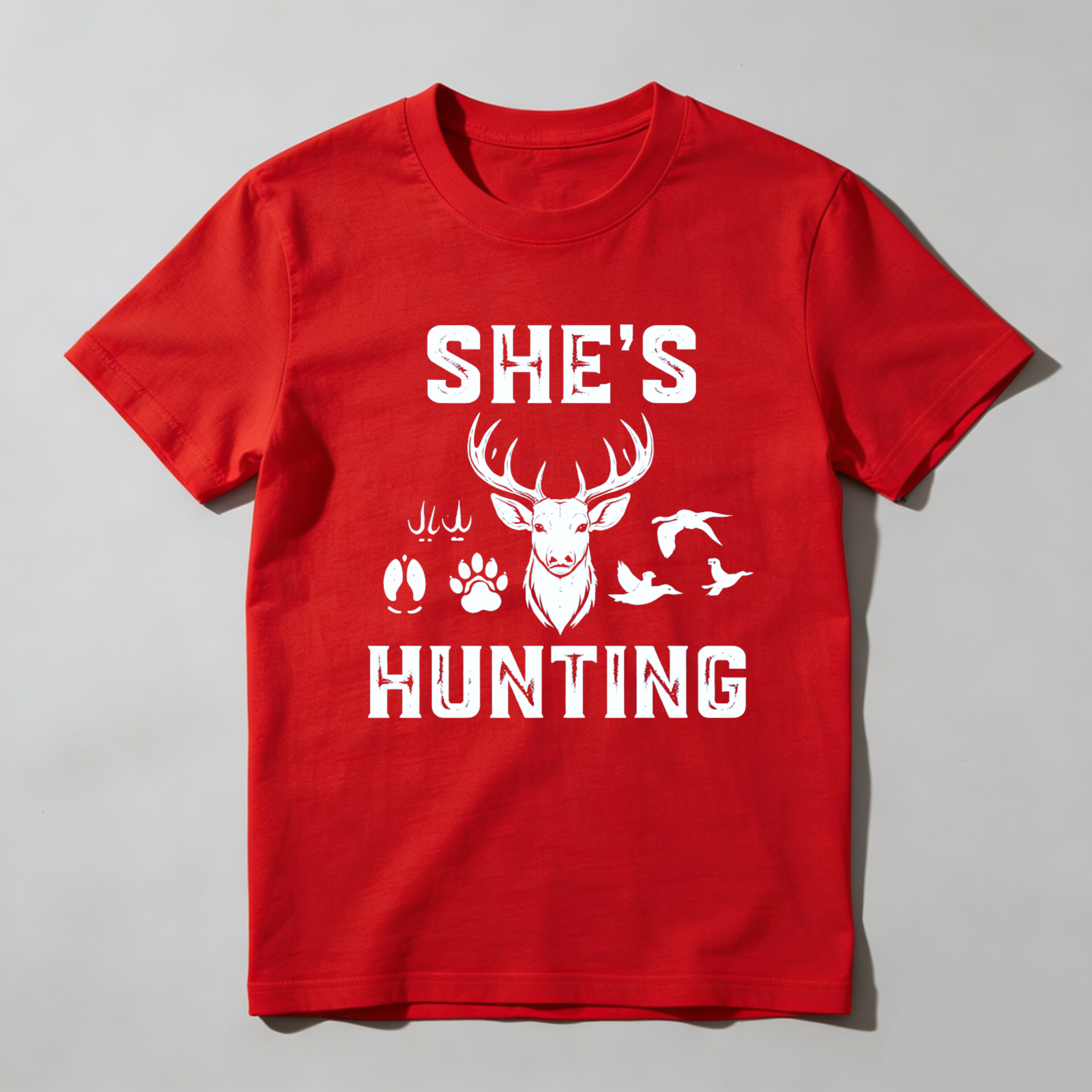 TEECURENT Shes Hunting Deer Hunting Shirt Women Outdoor Adventure Gear Hunting Lover T-Shirt-TeeCurent
