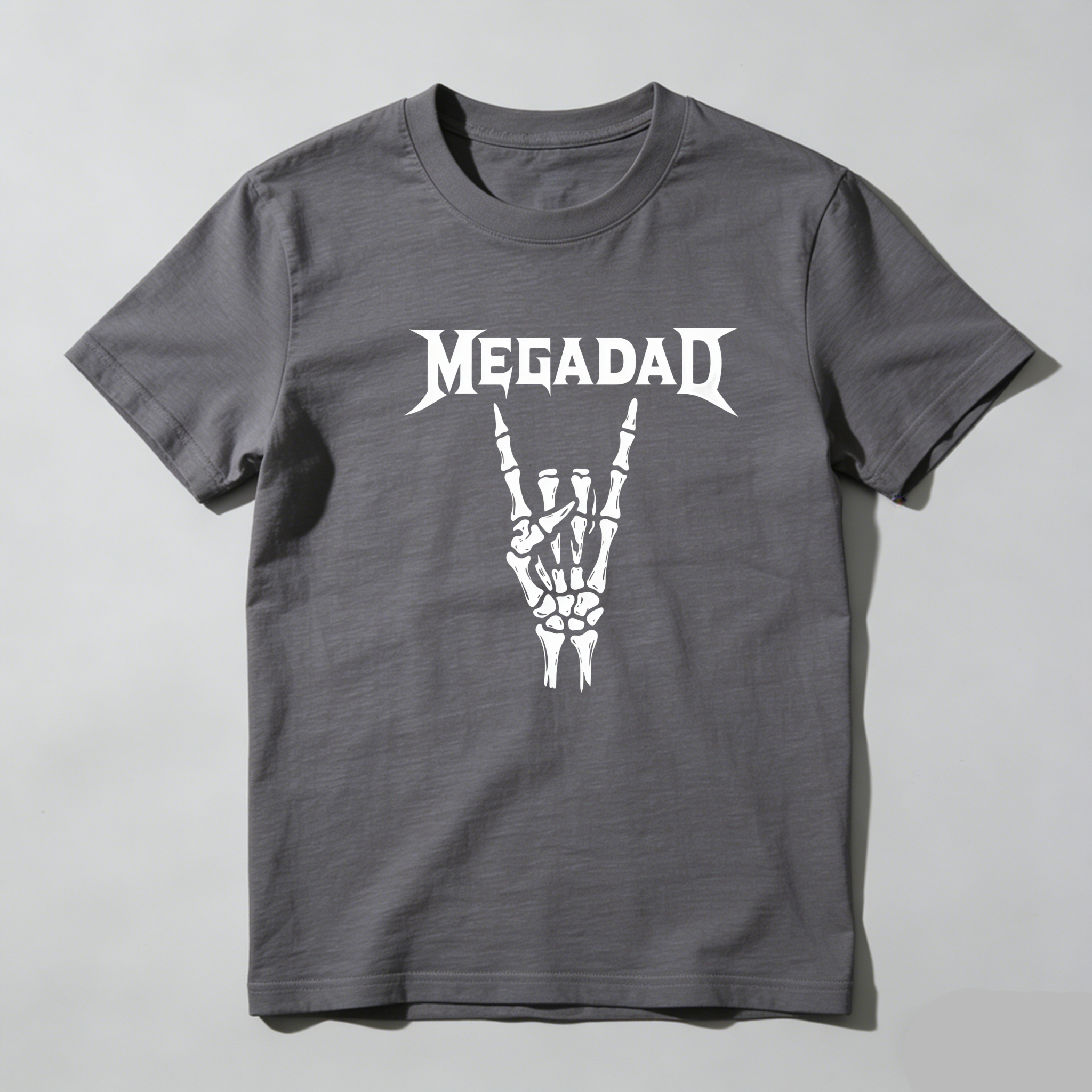 TEECURENT Megadeth Logo Skeleton Hand Pure Cotton Short Sleeve T Shirt-TeeCurent