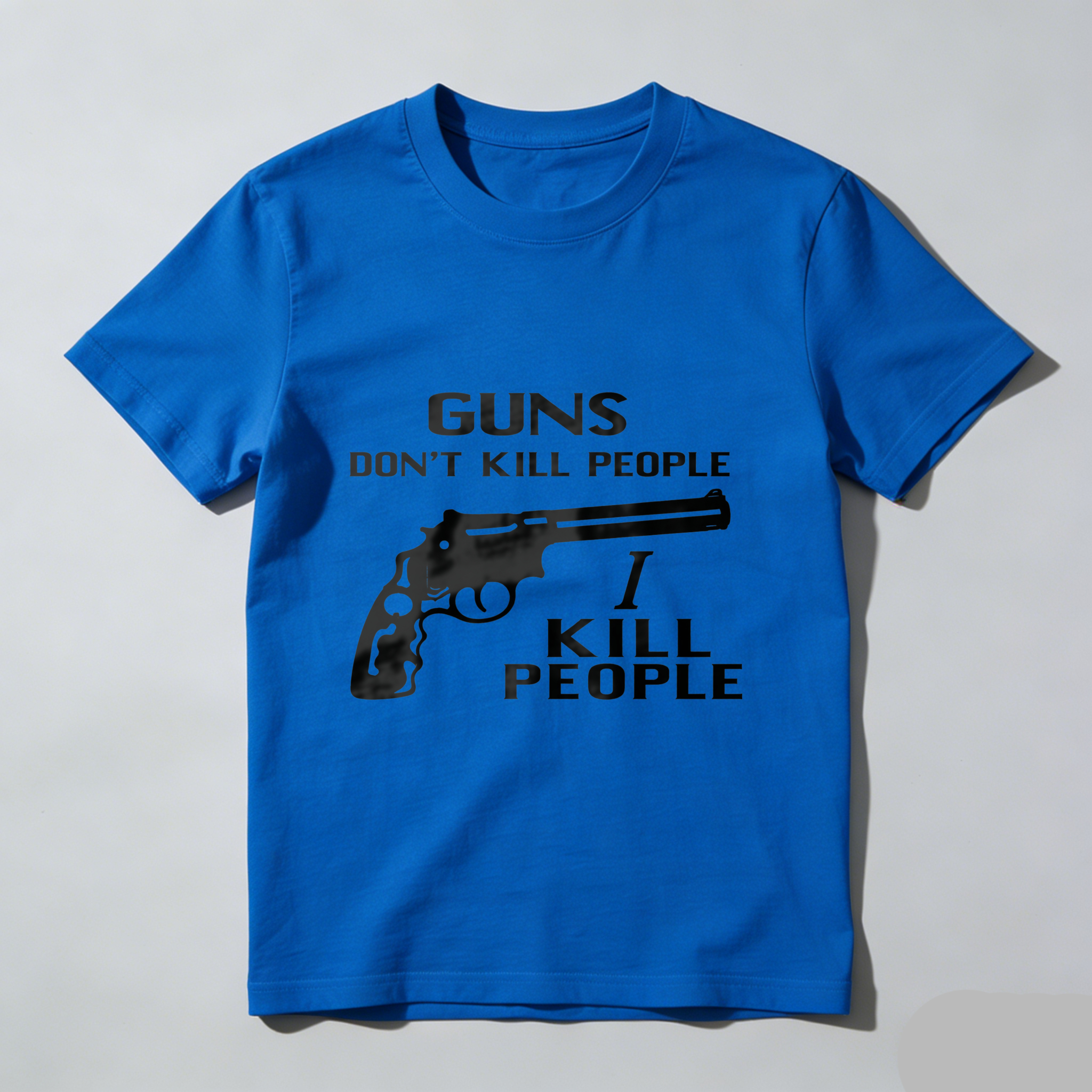 TEECURENT Guns Dont Kill People I Kill People T Shirt With Pistol Graphic Black Cotton Tee Men Women Unisex Apparel