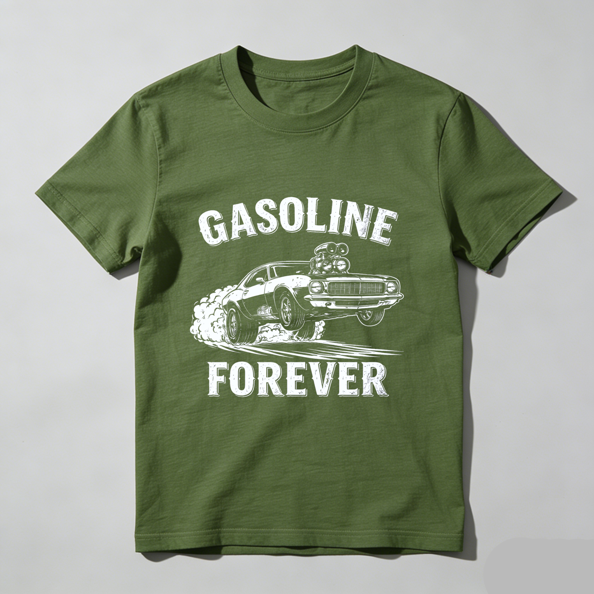 Gasoline Forever Classic Muscle Car T-Shirt For Men And Women Automotive Enthusiast Gift Black Cotton Shirt