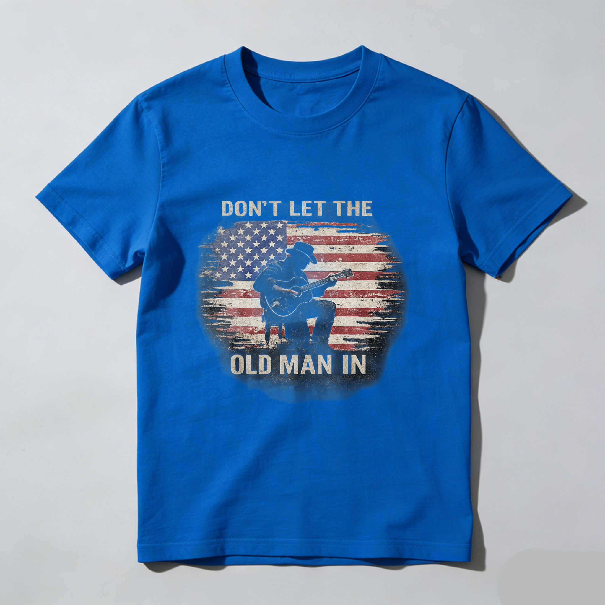 TEECURENT Dont Let The Old Man In American Flag Guitar Player T-Shirt