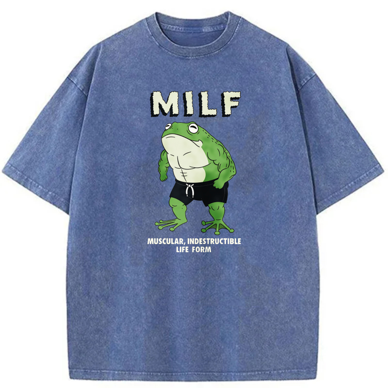 Muscular Indestructible Life Form Frog Design tshirt 100% cotton