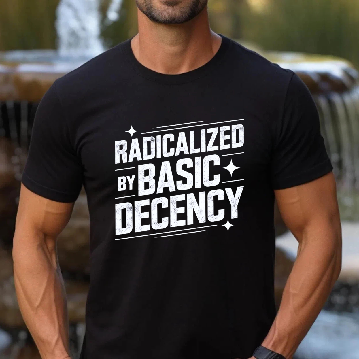TEECURENTRadicalized By Basic Decency T Shirt Black Men Women Unisex Graphic Tee Casual Streetwear Top-TeeCurent
