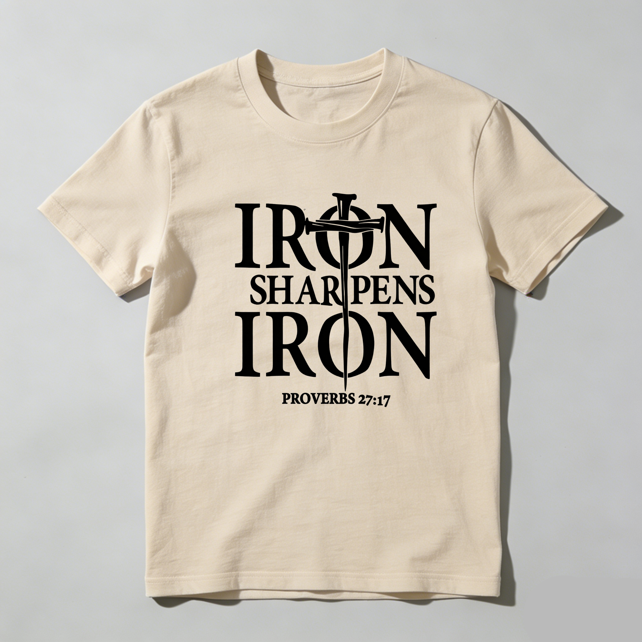 TEECURENT Iron Sharpens Iron Proverbs 2717 Pure Cotton Short Sleeve T Shirt-TeeCurent