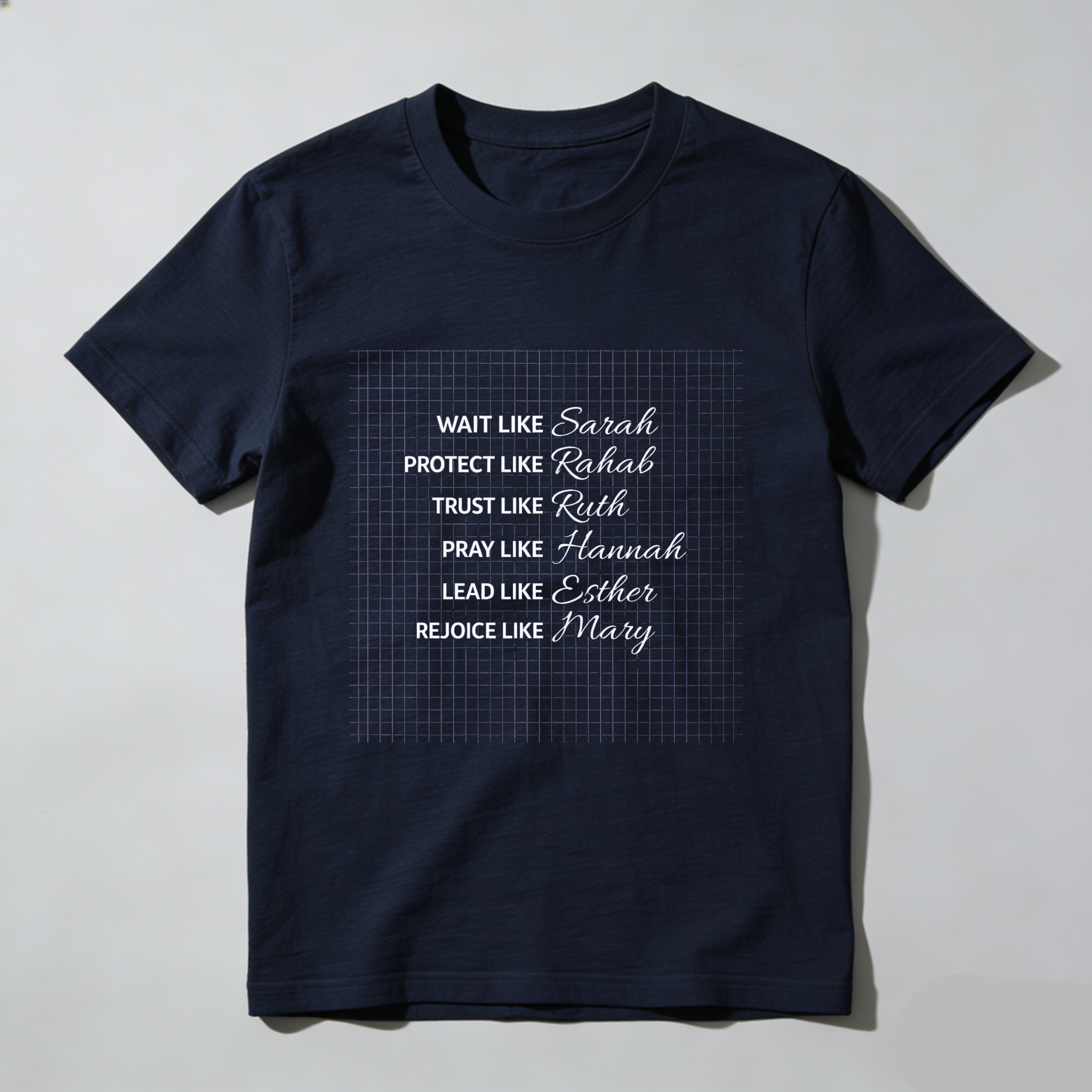TEECURENT Wait Like Sarah Protect Like Rahab Trust Like Ruth Pray Like Hannah Lead Like Esther Rejoice Like Mary Christian Women T Shirt Faith Inspired Design For Women And Girls WOMEN