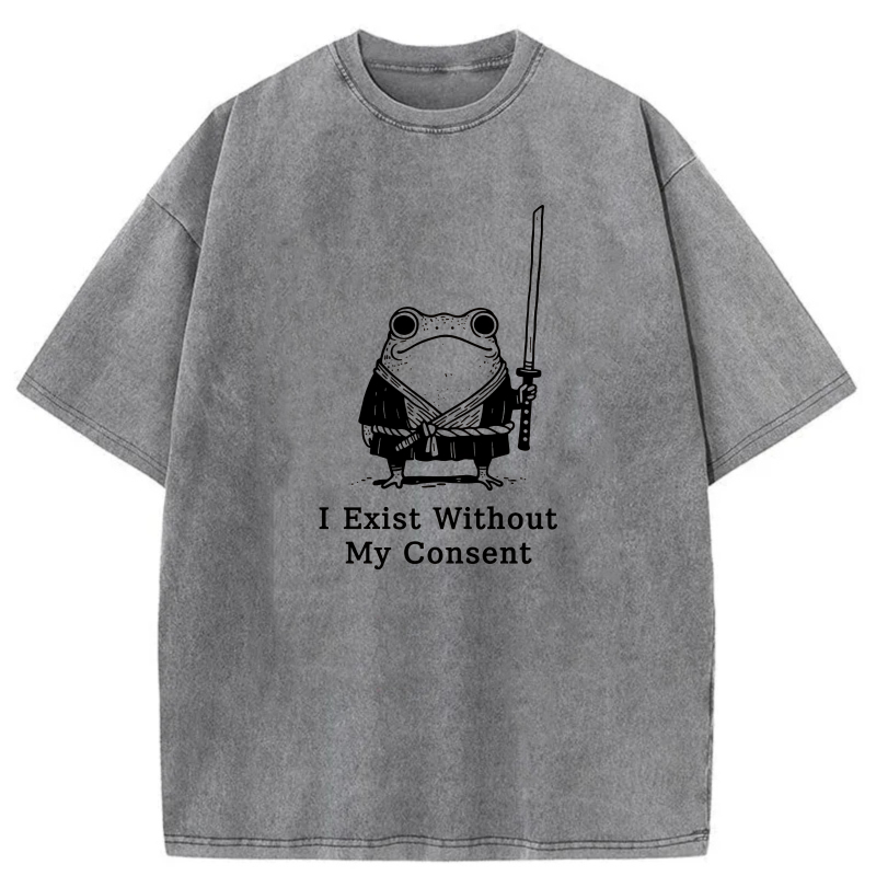 Frog With Sword And Text Below tshirt 100% cotton
