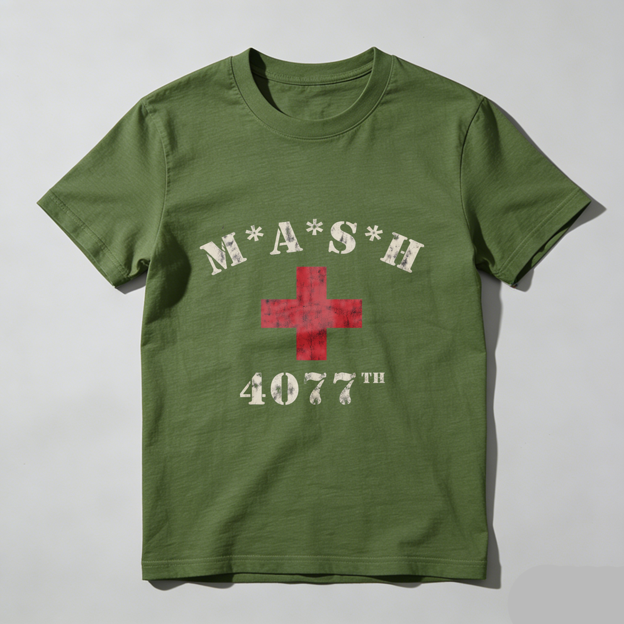 TEECURENT Mash 4077th Military Hospital T-Shirt Black Classic Design Red Cross Emblem Men Women Unisex Apparel