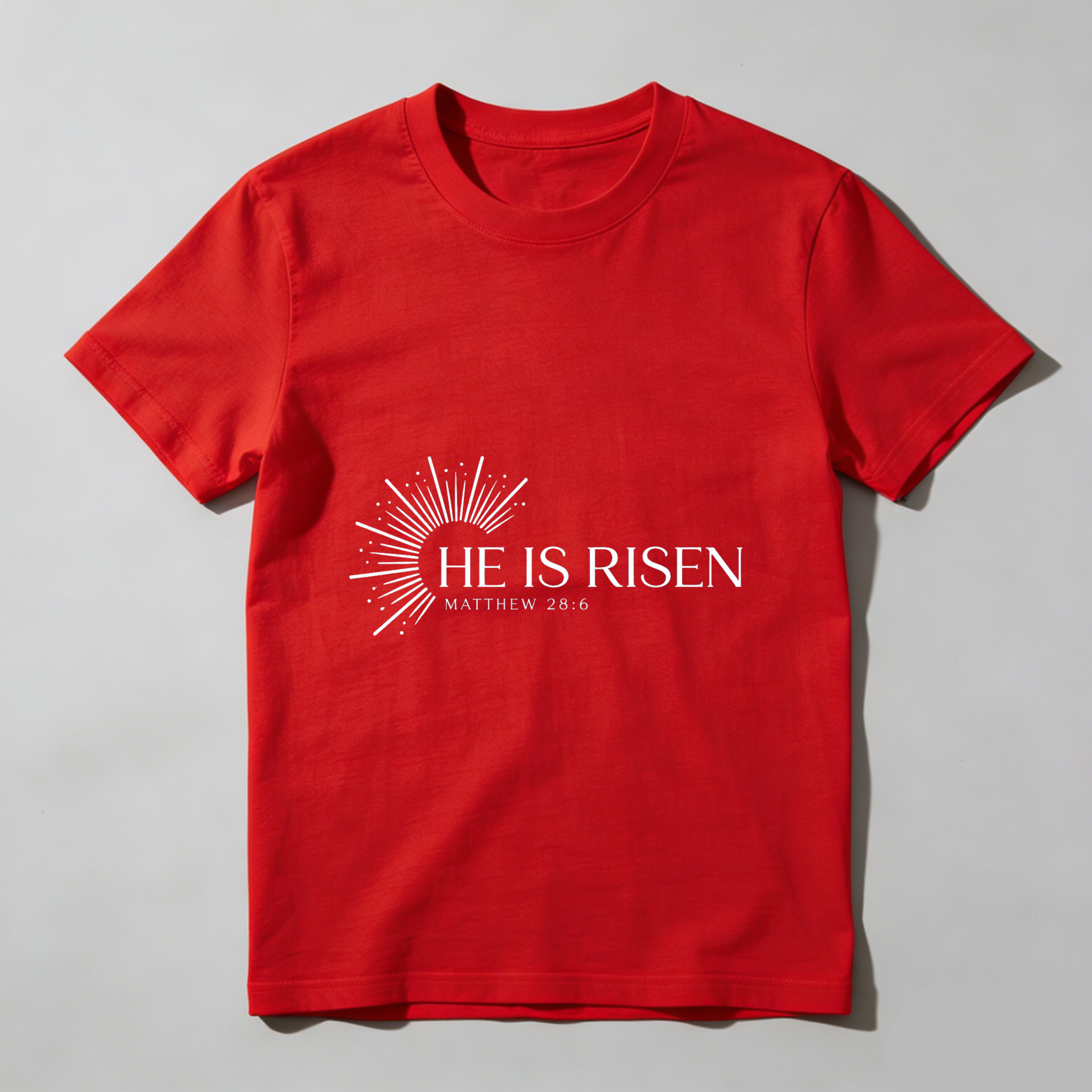 TEECURENT He Is Risen Easter T Shirt Christian Faith Gospel Matthew 28 6 Religious Apparel For Men Women Black Cotton Tee Shirt WOMEN