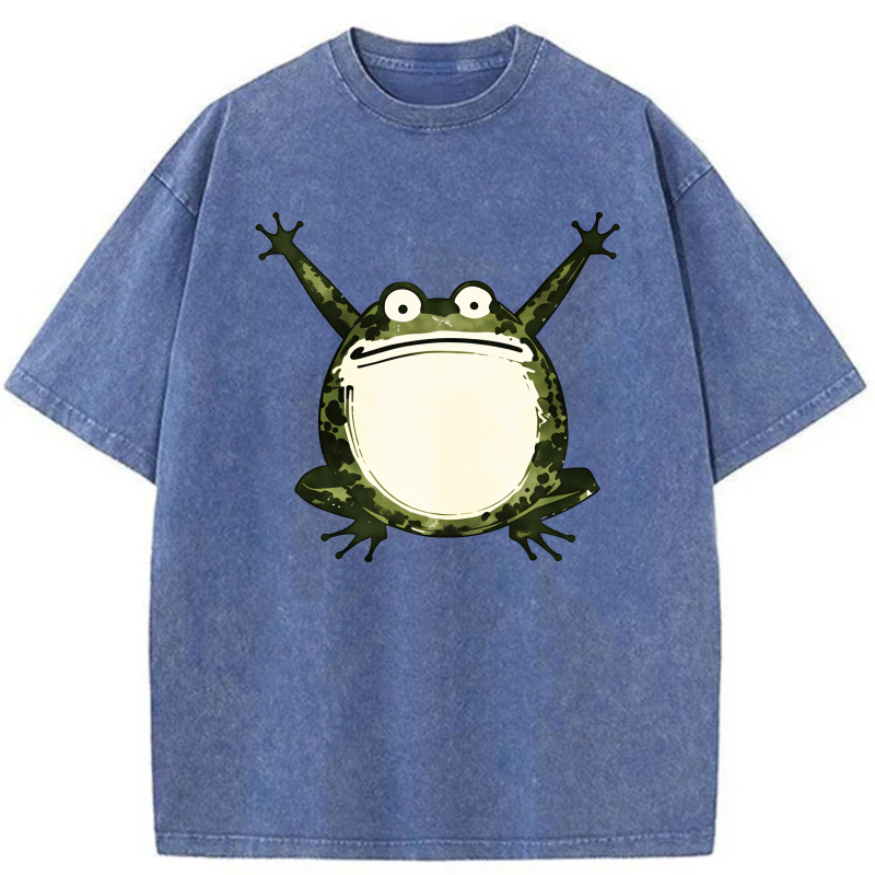 Frog Pattern Print On Black T-shirt tshirt 100% cotton