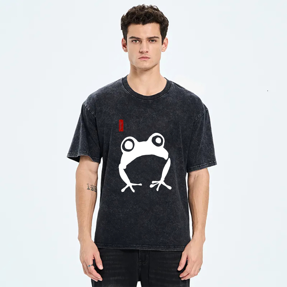 White Frog With Red Mark tshirt 100% cotton