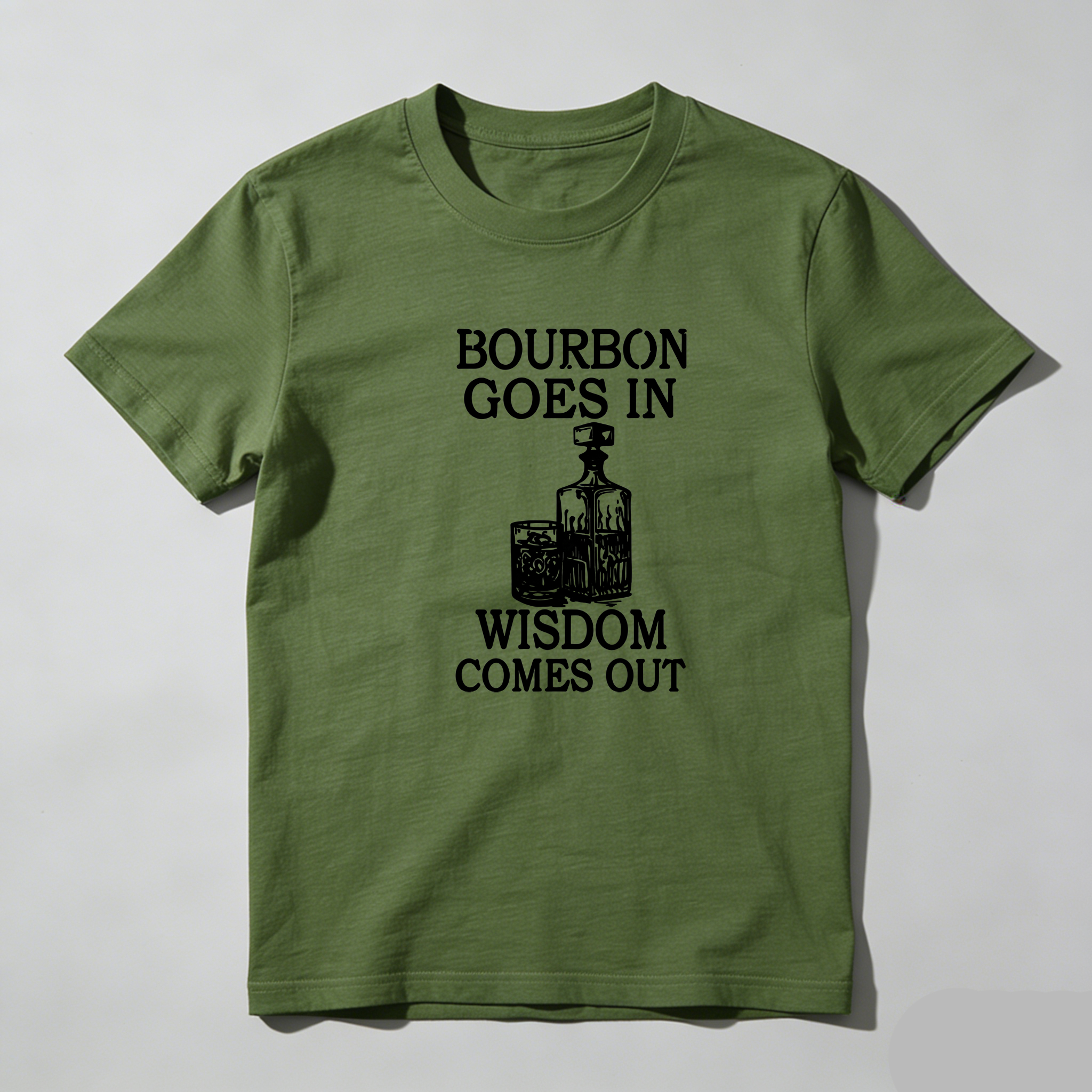 TEECURENT Bourbon Goes In Wisdom Comes Out Pure Cotton Short Sleeve T Shirt-TeeCurent