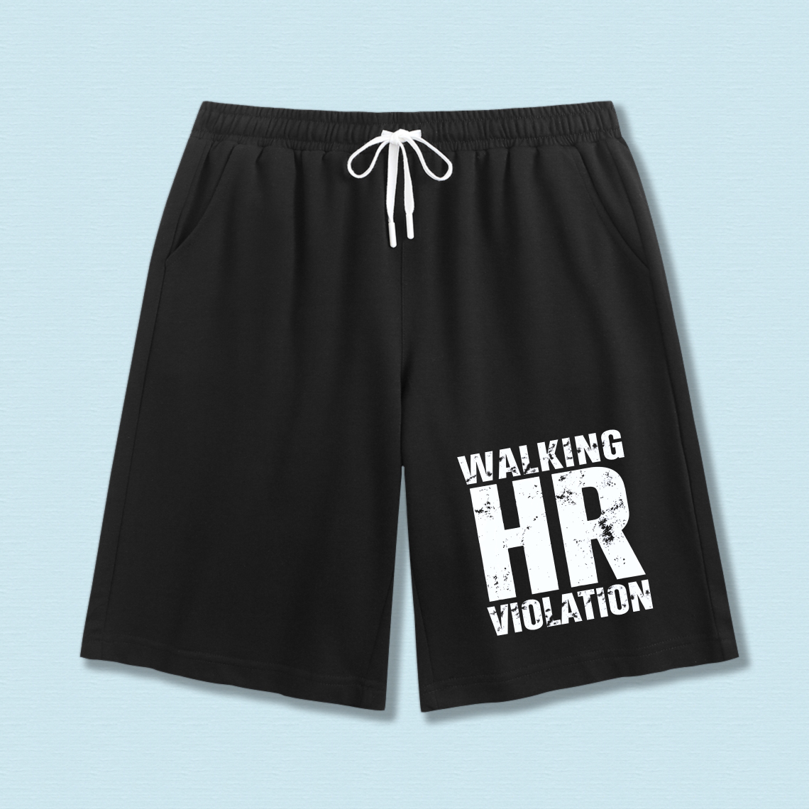 TEECURENT Walking Hr Violation Shorts Men Women Casual Drawstring Sport Shorts For Workout Gym Beach Summer Wear