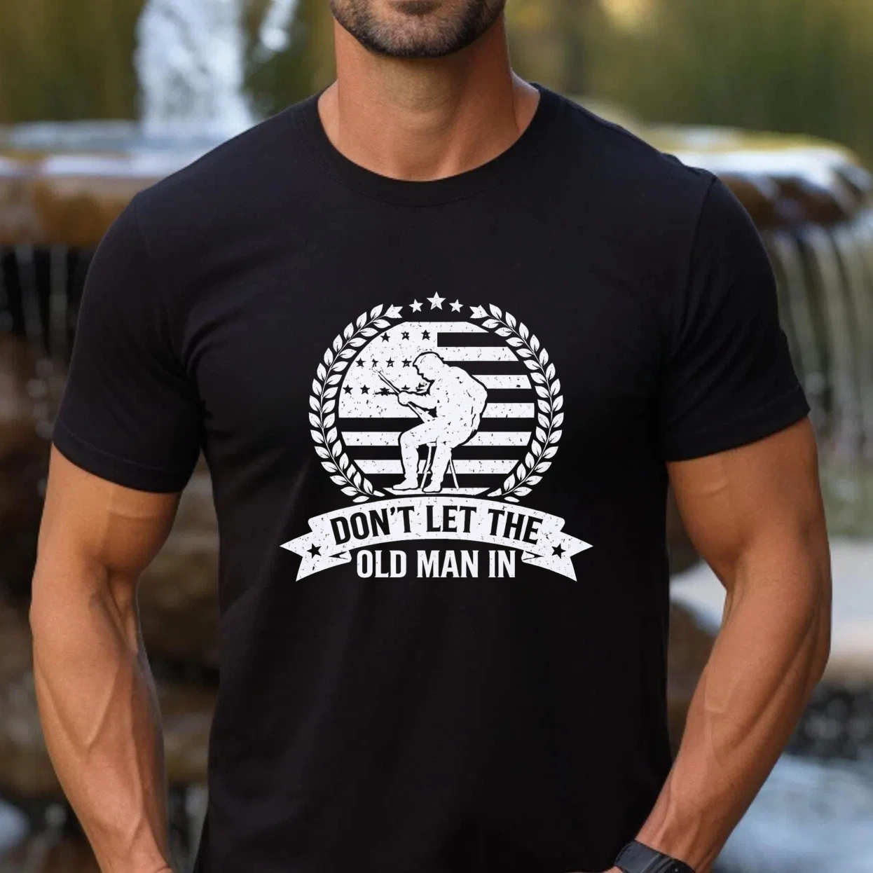 TEECURENT Don't Let The Old Man In T-Shirt Gym Motivation Fitness Shirt Workout Apparel For Men And Women
