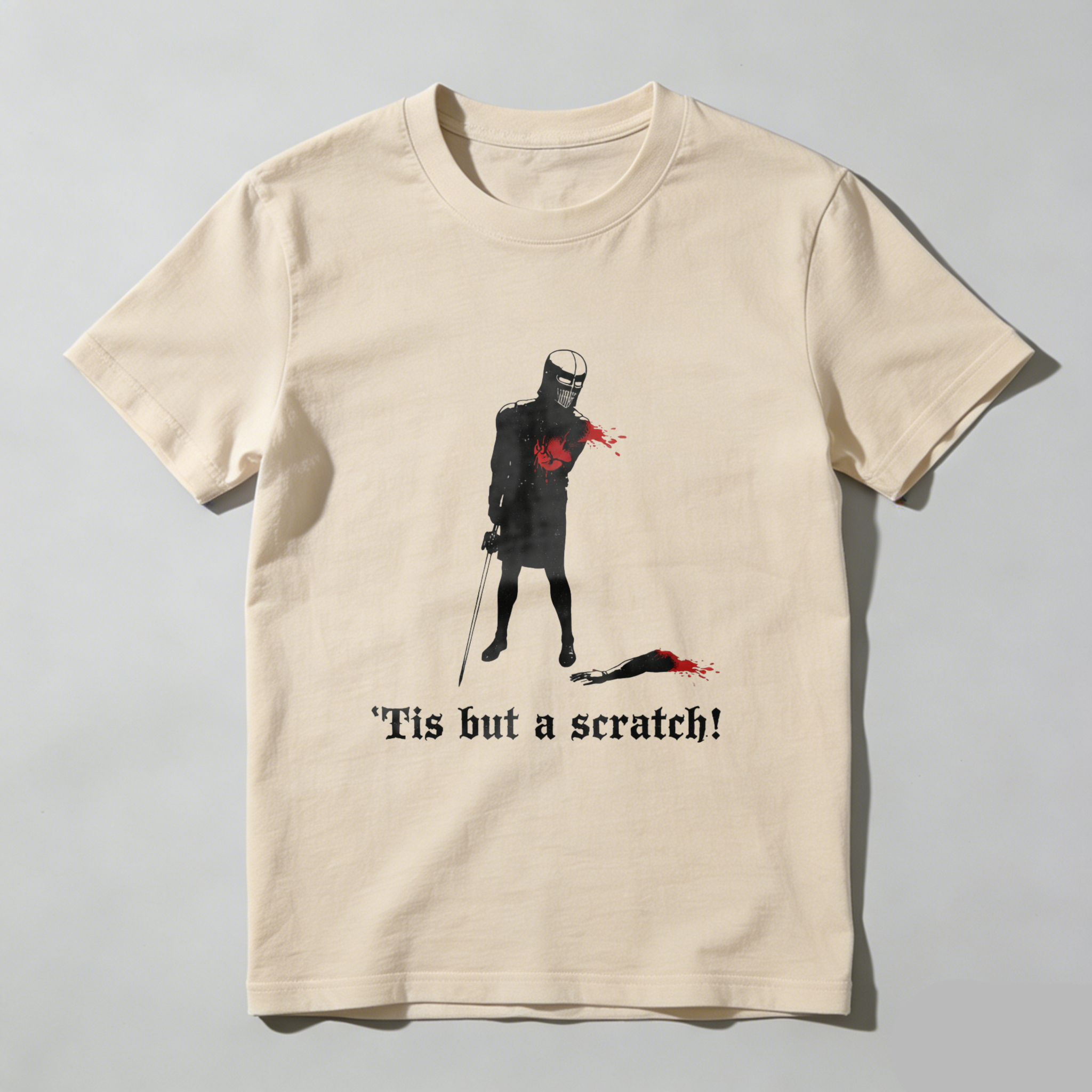 TEECURENT Tis But A Scratch Movie Quote T Shirt With Vampire Hunter Character Design