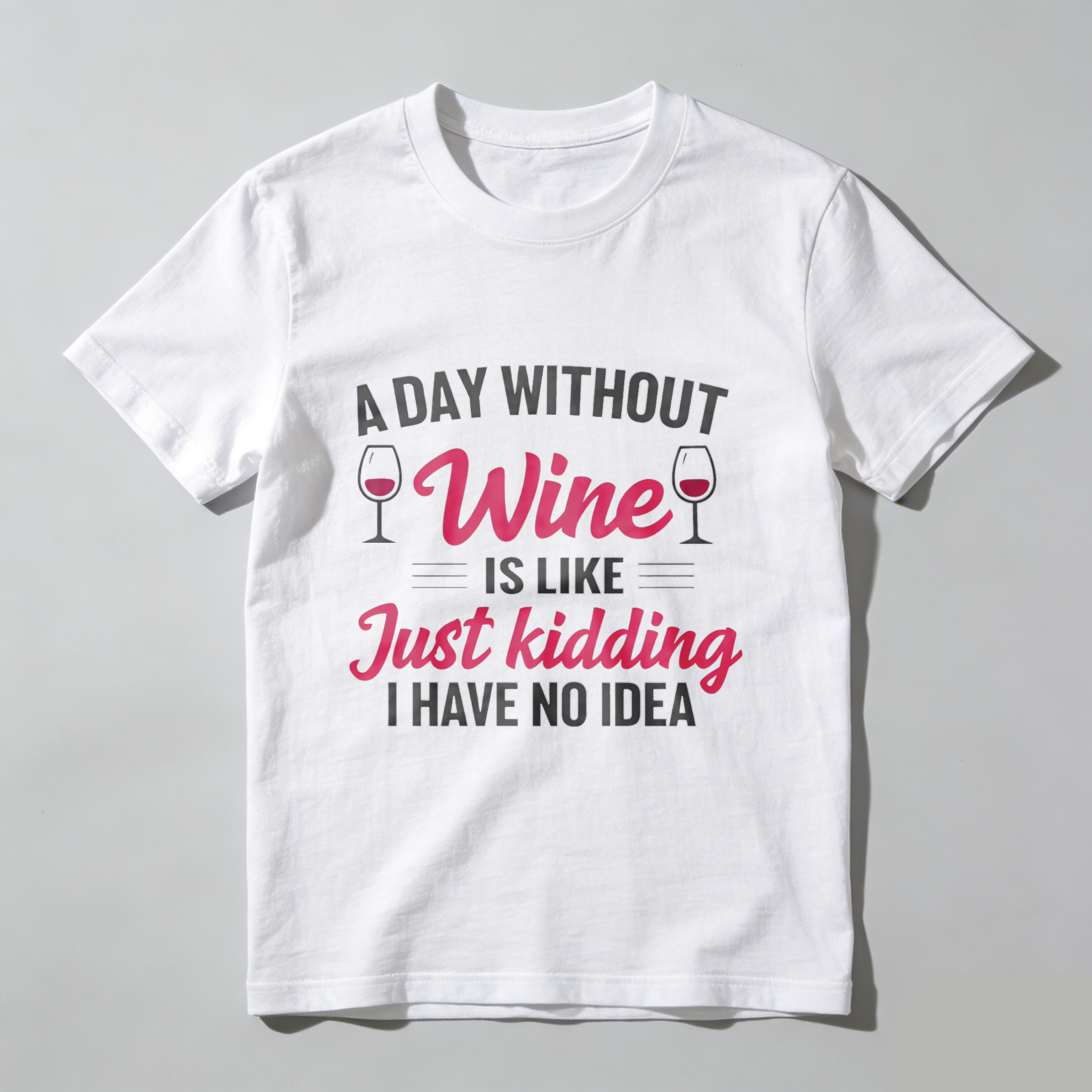 TEECURENT A Day Without Wine Is Like Just Kidding I Have No Idea T Shirt WOMEN