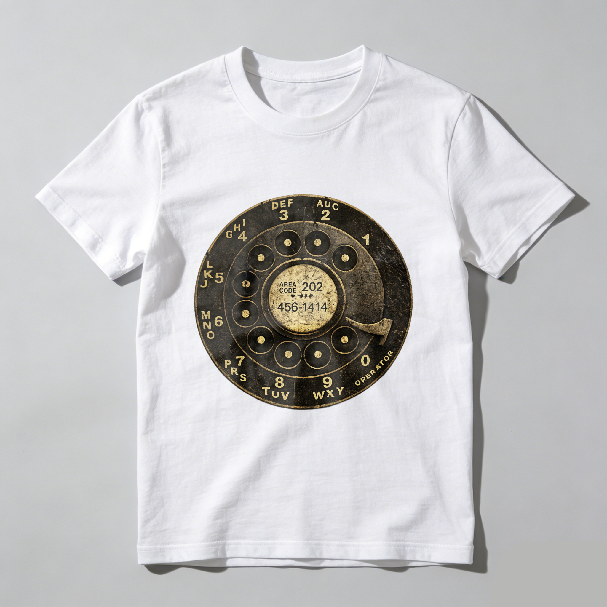 Vintage Rotary Phone Dial Design T-Shirt Made In Usa Classic Retro Telephone Graphic Black Cotton Shirt Unisex Casual Wear
