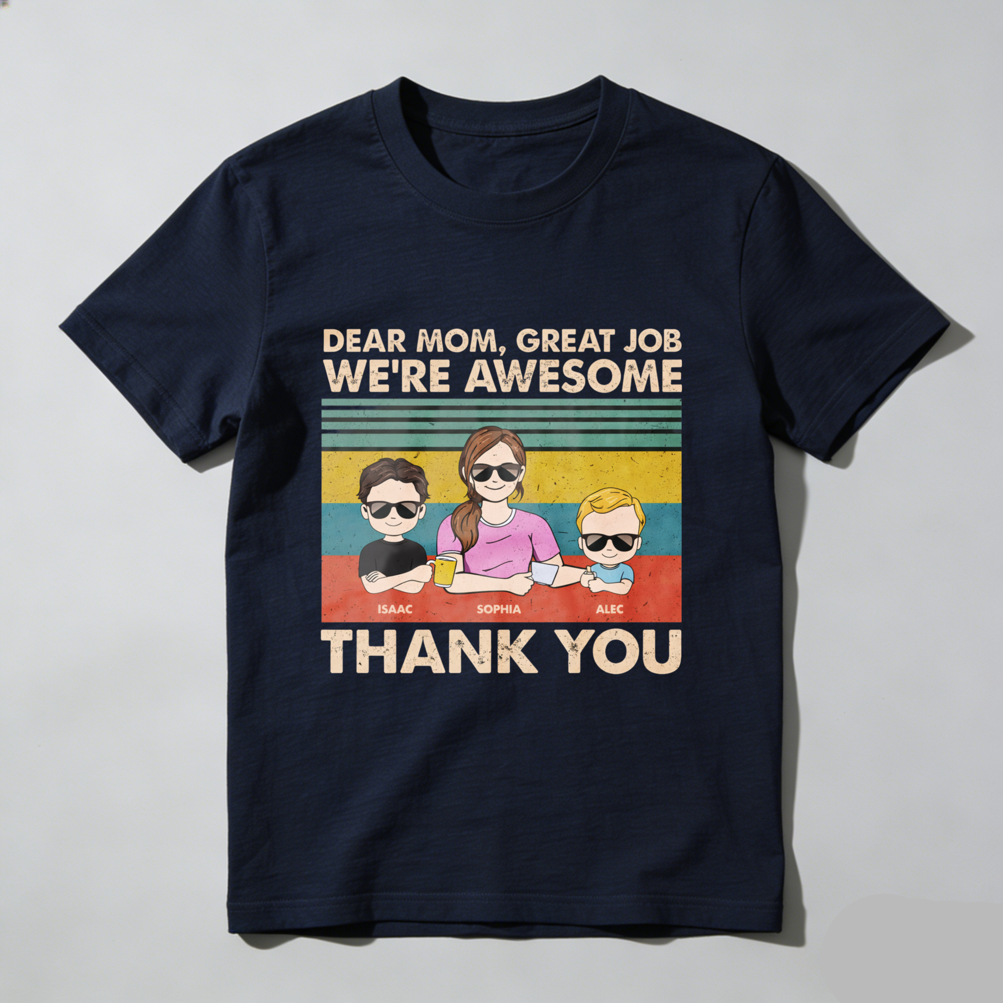 TEECURENT Dear Mom Great Job Were Awesome Thank You Family T Shirt Custom Personalized Gift For Mother Mother S Day Birthday Present WOMEN